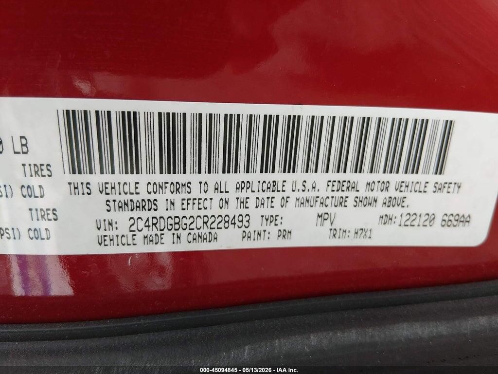 2C4RDGBG2CR228493 2012 DODGE GRAND CARAVAN photo no. 9