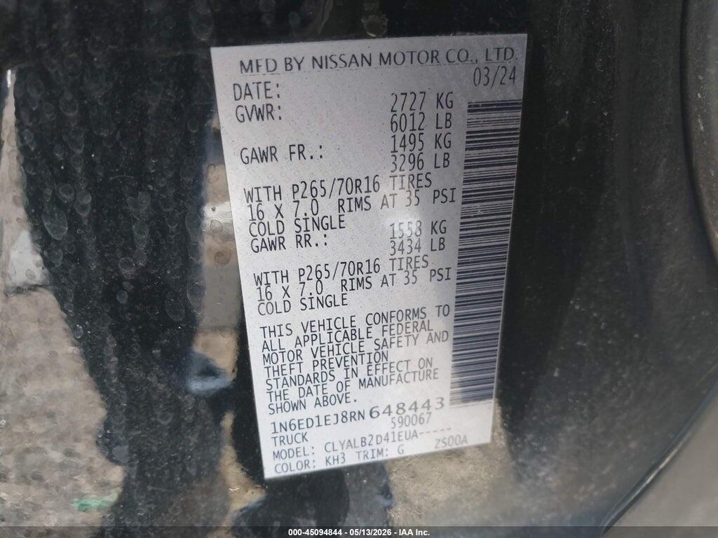 1N6ED1EJ8RN648443 2024 NISSAN FRONTIER photo no. 9