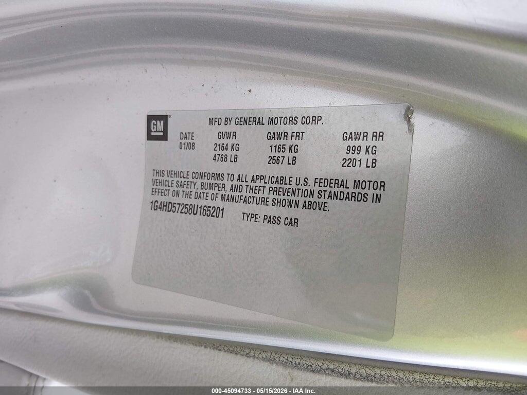 1G4HD57258U165201 2008 BUICK LUCERNE photo no. 9