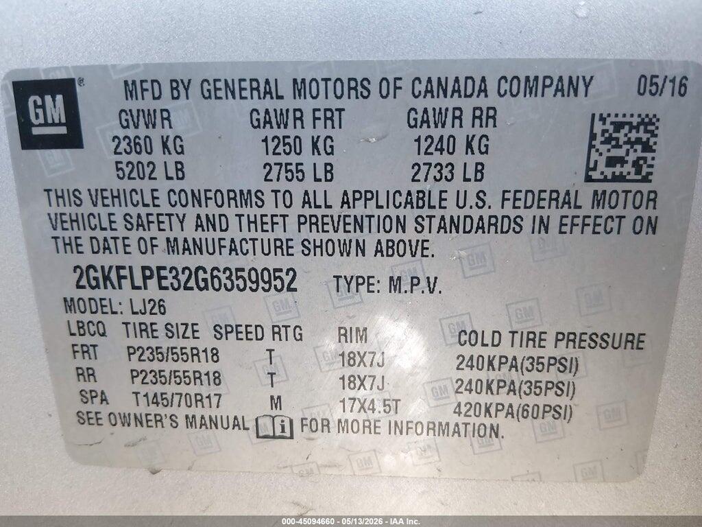 2GKFLPE32G6359952 2016 GMC TERRAIN photo no. 9