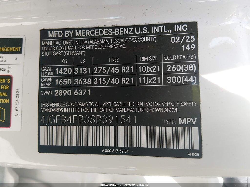4JGFB4FB3SB391541 2025 MERCEDES-BENZ GLE 350 photo no. 9