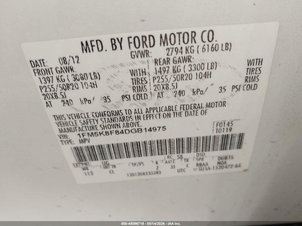 1FM5K8F84DGB14975 2013 FORD EXPLORER photo no. 9