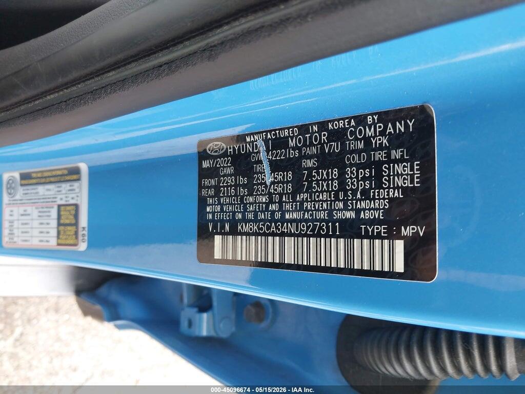 KM8K5CA34NU927311 2022 HYUNDAI KONA photo no. 9