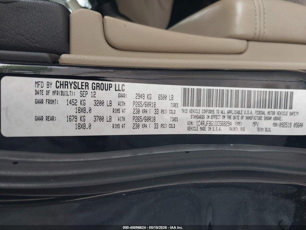 1C4RJFBG1DC568294 2013 JEEP GRAND CHEROKEE photo no. 9