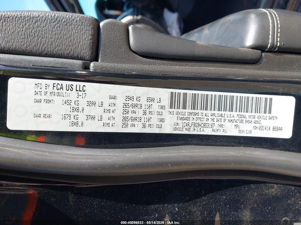 1C4RJFBG9HC853167 2017 JEEP GRAND CHEROKEE photo no. 9