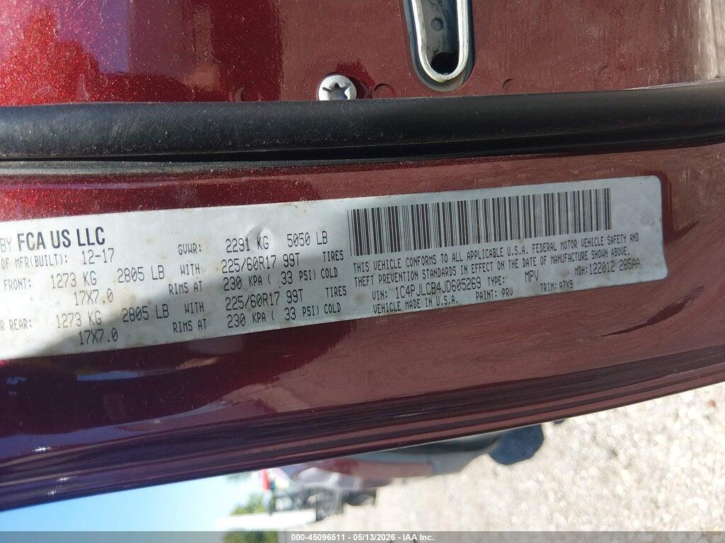 1C4PJLCB4JD605269 2018 JEEP CHEROKEE photo no. 9