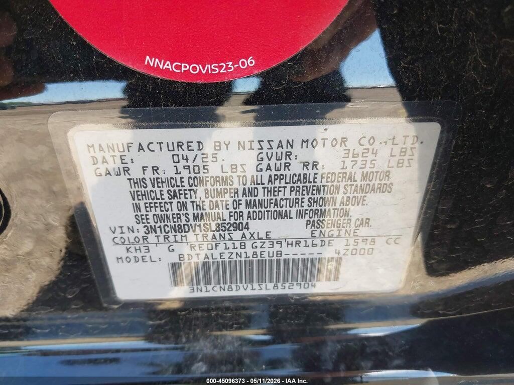 3N1CN8DV1SL852904 2025 NISSAN VERSA photo no. 9