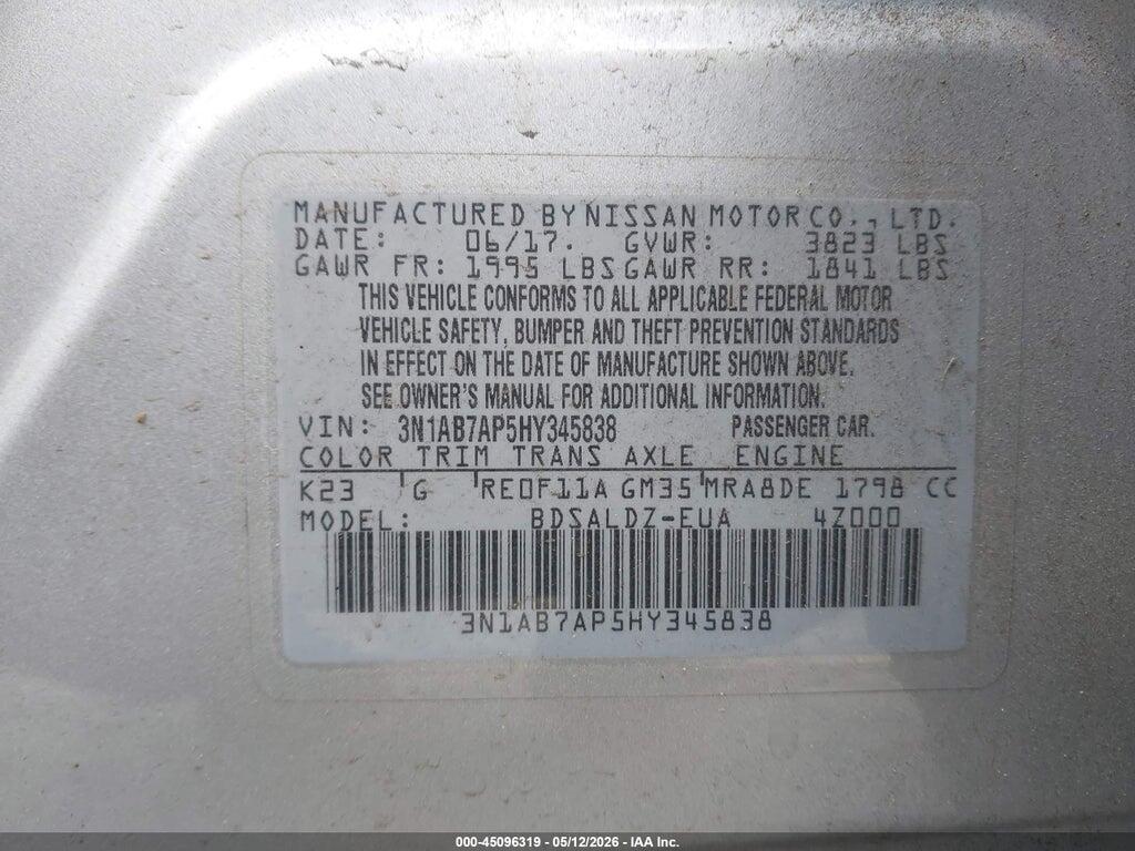 3N1AB7AP5HY345838 2017 NISSAN SENTRA photo no. 9