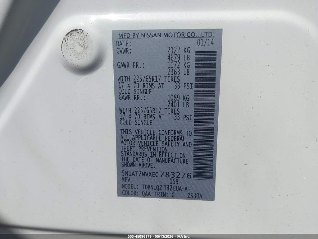 5N1AT2MVXEC783276 2014 NISSAN ROGUE photo no. 9