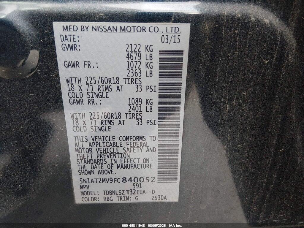 5N1AT2MV9FC840052 2015 NISSAN ROGUE photo no. 9