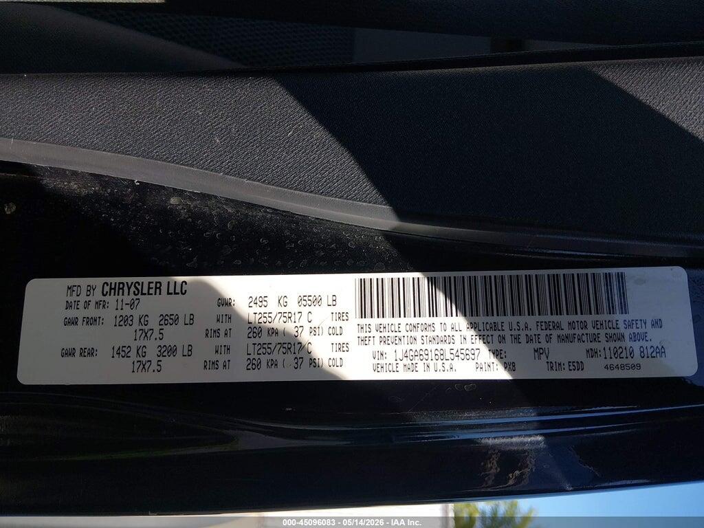 1J4GA69168L545697 2008 JEEP WRANGLER photo no. 9