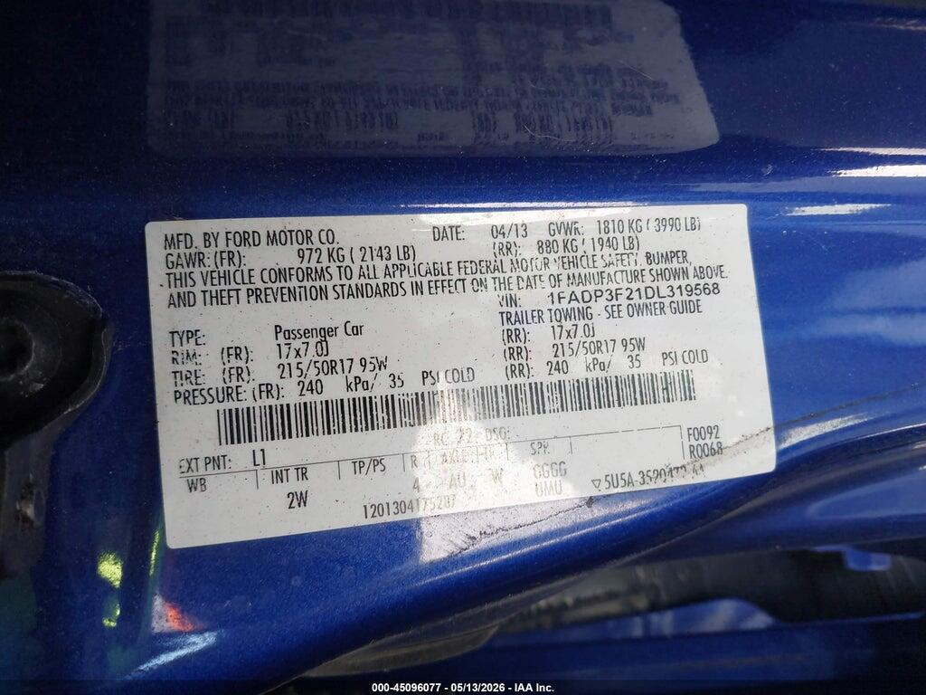 1FADP3F21DL319568 2013 FORD FOCUS photo no. 9