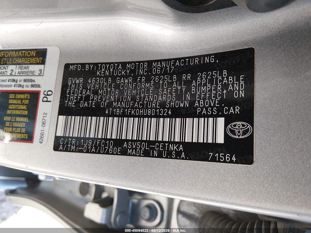 4T1BF1FK0HU801324 2017 TOYOTA CAMRY photo no. 9