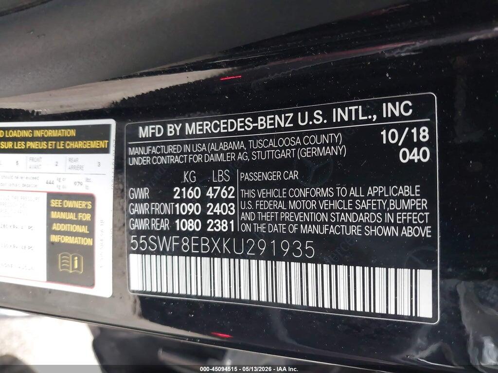 55SWF8EBXKU291935 2019 MERCEDES-BENZ C 300 photo no. 9