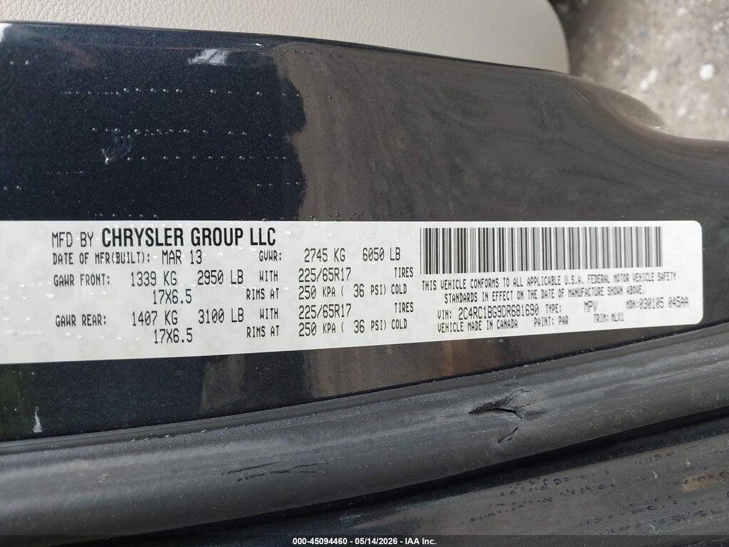 2C4RC1BG9DR681690 2013 CHRYSLER TOWN & COUNTRY photo no. 9