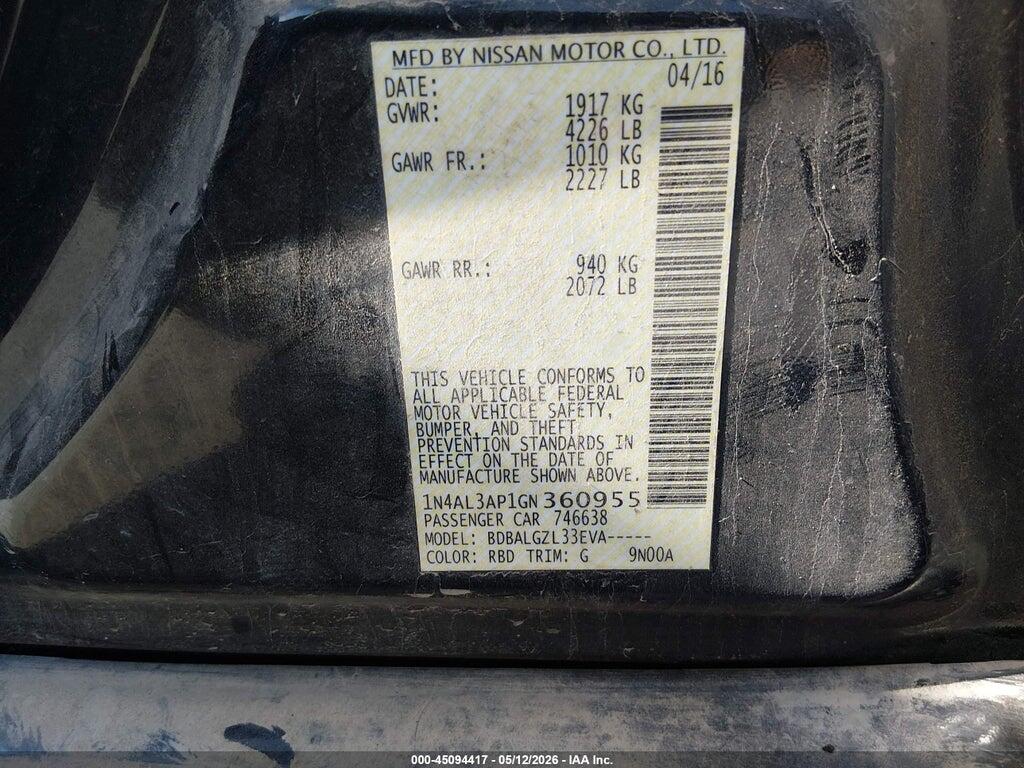1N4AL3AP1GN360955 2016 NISSAN ALTIMA photo no. 9