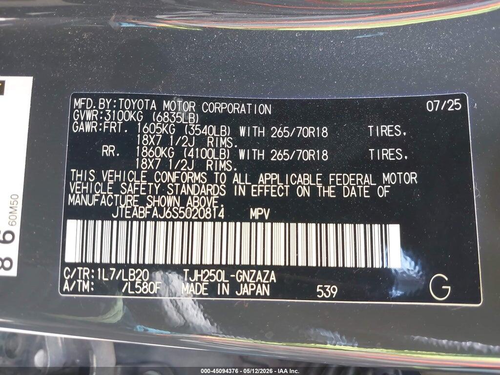 JTEABFAJ6S5020814 2025 TOYOTA LAND CRUISER photo no. 9