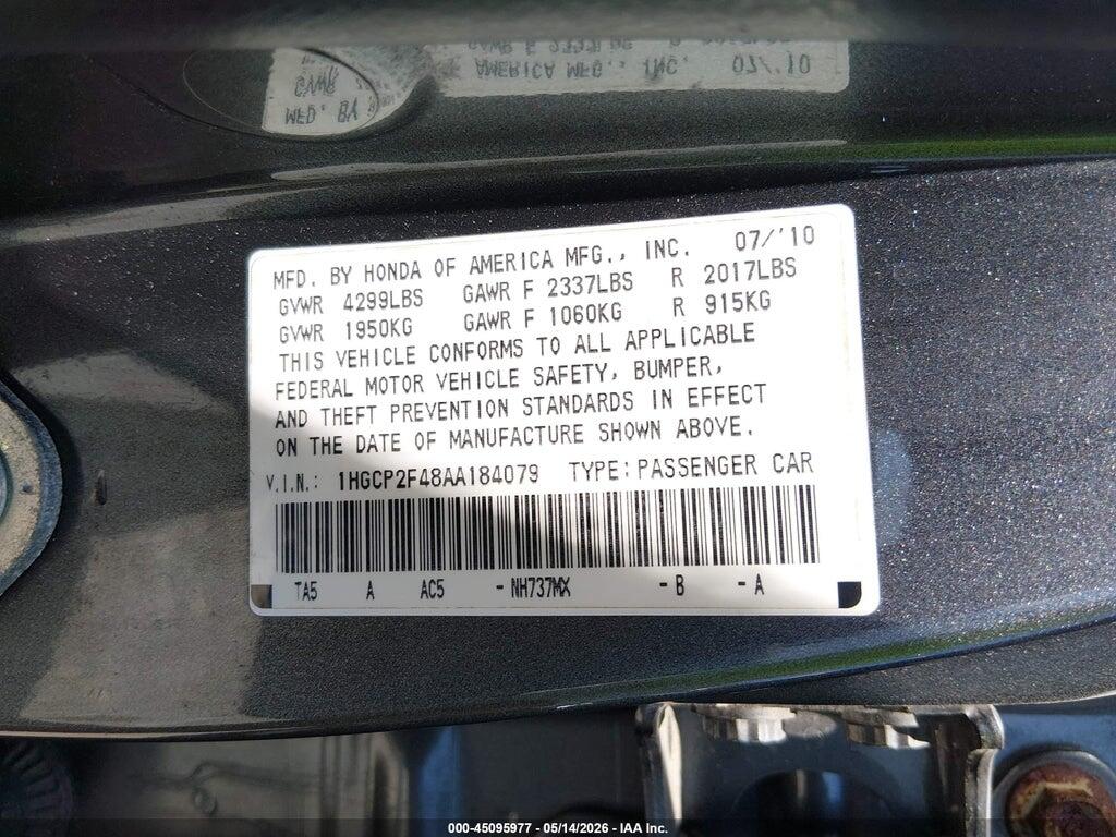 1HGCP2F48AA184079 2010 HONDA ACCORD photo no. 9