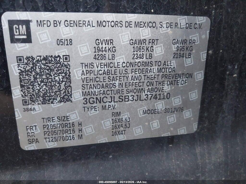 3GNCJLSB3JL374110 2018 CHEVROLET TRAX photo no. 9