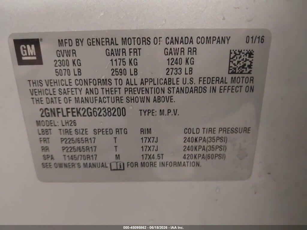 2GNFLFEK2G6238200 2016 CHEVROLET EQUINOX photo no. 9