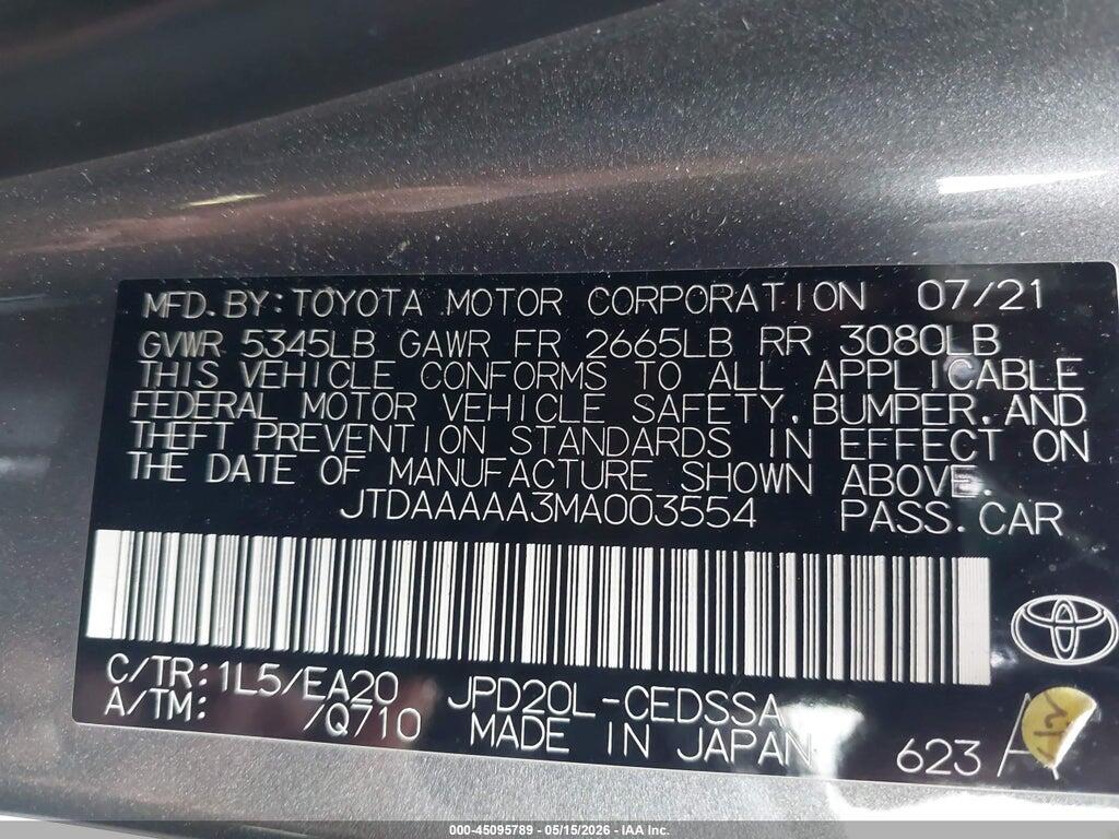 JTDAAAAA3MA003554 2021 TOYOTA MIRAI photo no. 9
