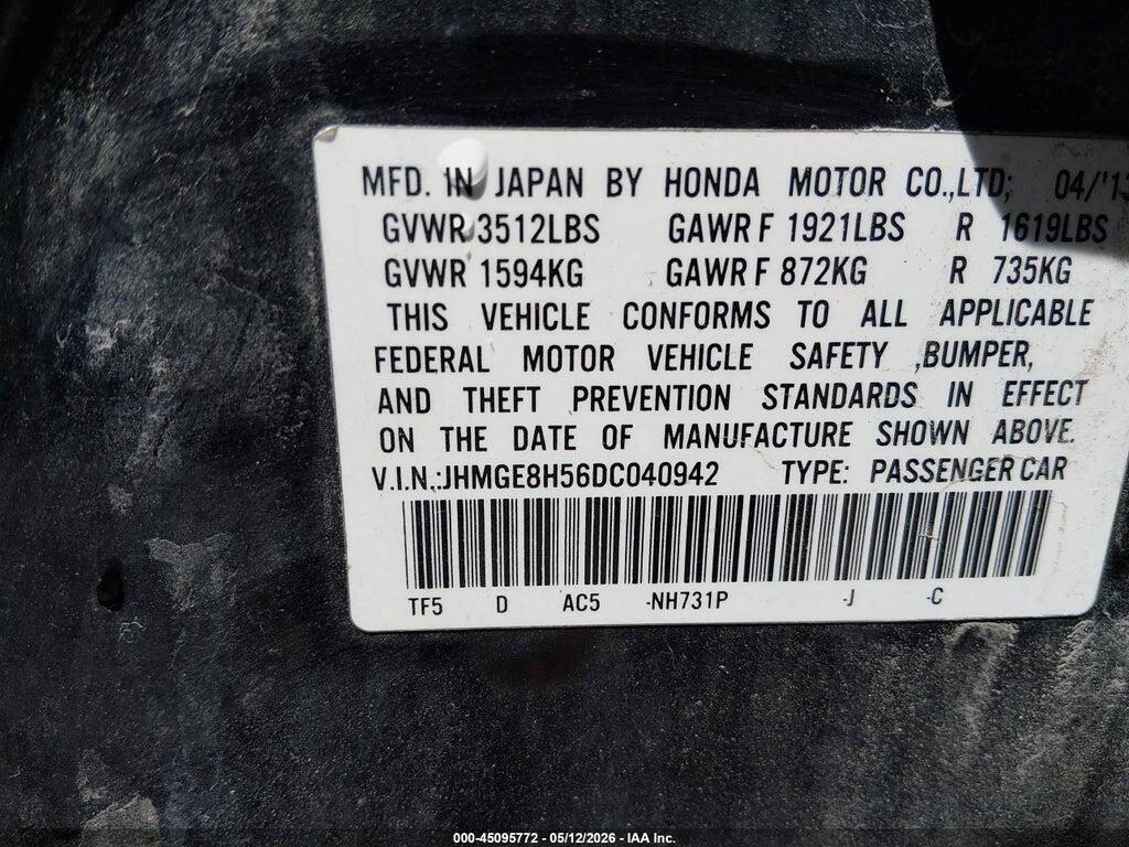 JHMGE8H56DC040942 2013 HONDA FIT photo no. 9