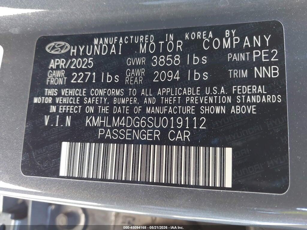 KMHLM4DG6SU019112 2025 HYUNDAI ELANTRA photo no. 9