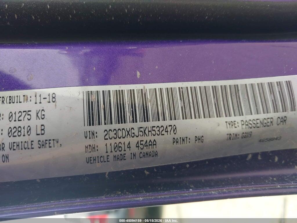 2C3CDXGJ5KH532470 2019 DODGE CHARGER photo no. 9
