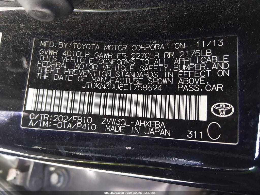 JTDKN3DU8E1758694 2014 TOYOTA PRIUS photo no. 9