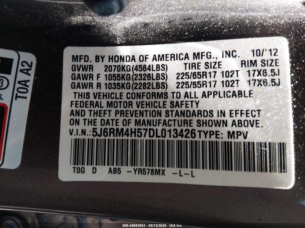 5J6RM4H57DL013426 2013 HONDA CR-V photo no. 9