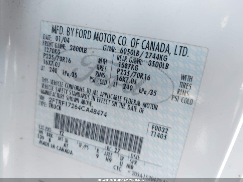 2FTRF17264CA48474 2004 FORD F-150 HERITAGE photo no. 9