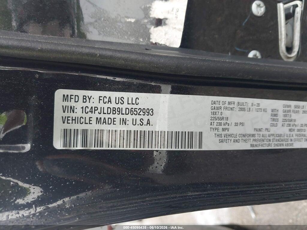 1C4PJLDB9LD652993 2020 JEEP CHEROKEE photo no. 9