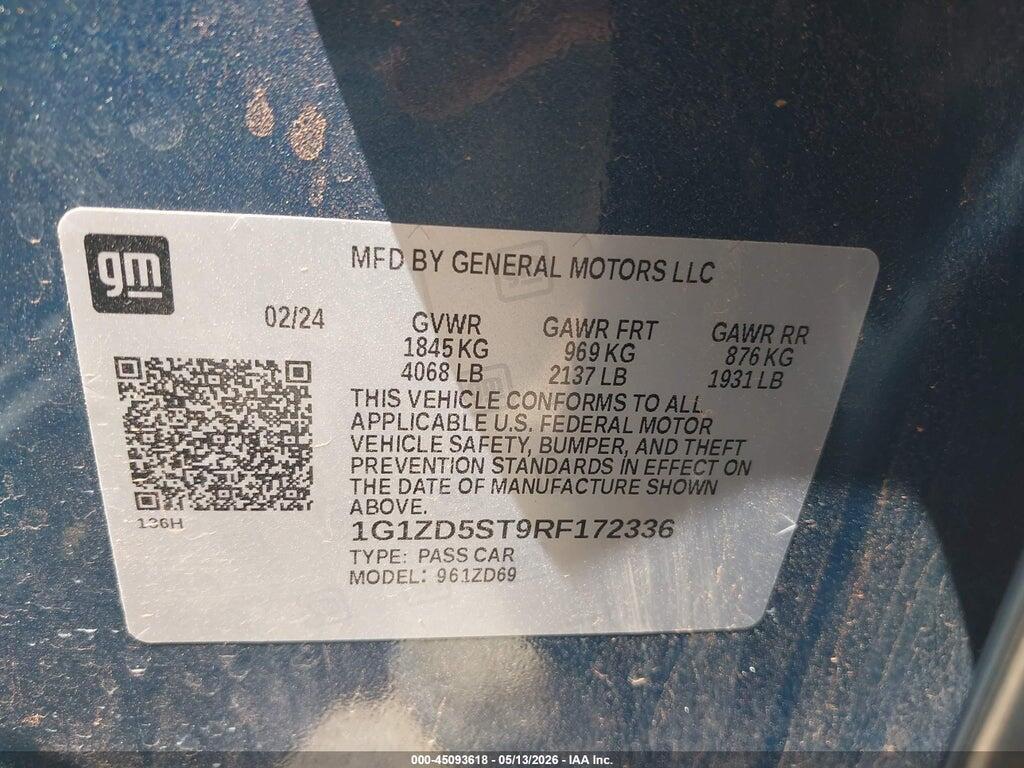 1G1ZD5ST9RF172336 2024 CHEVROLET MALIBU photo no. 9