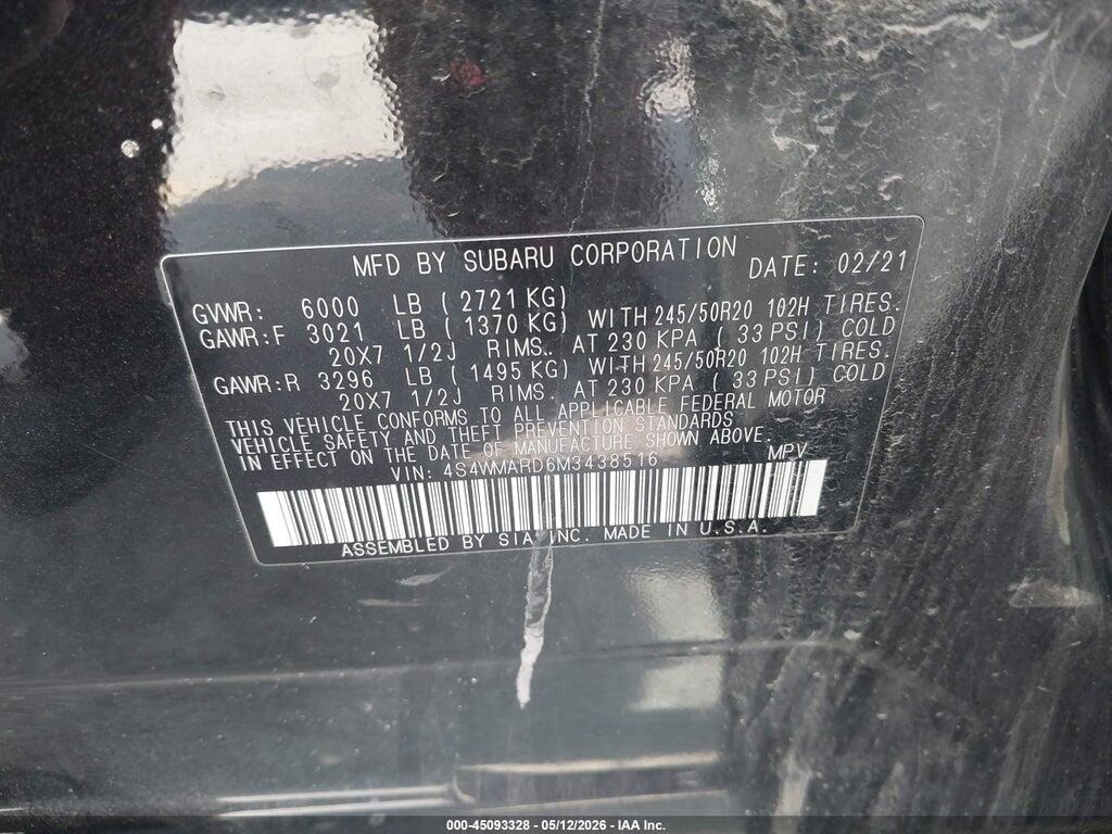 4S4WMARD6M3438516 2021 SUBARU ASCENT photo no. 9