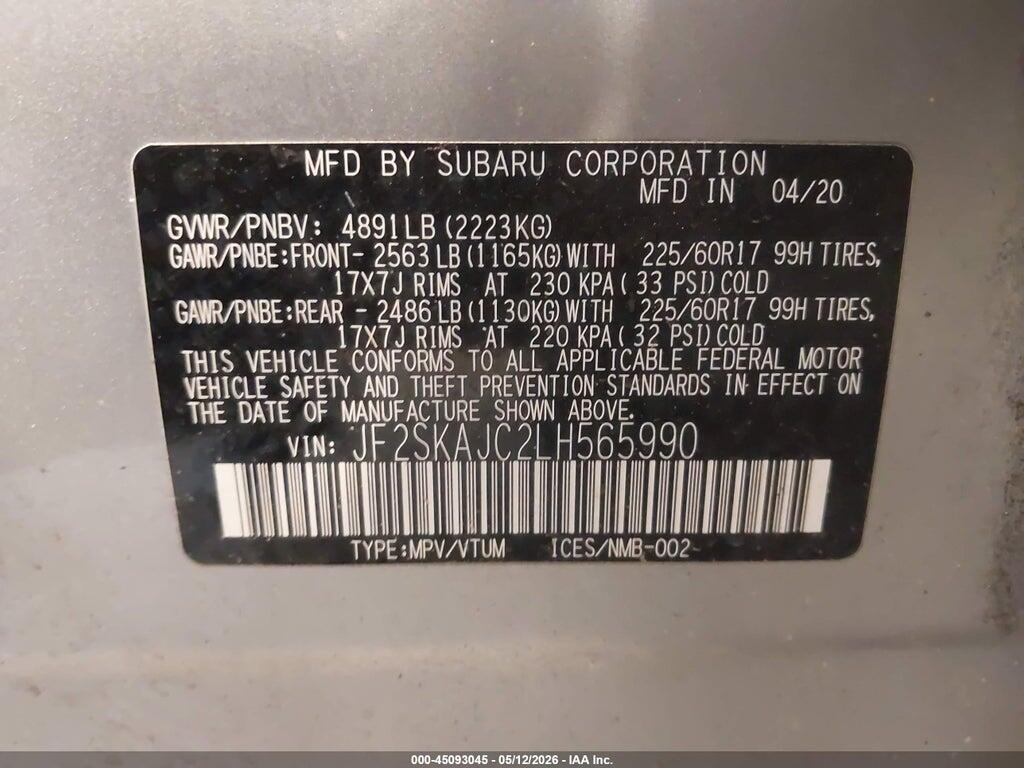 JF2SKAJC2LH565990 2020 SUBARU FORESTER photo no. 9
