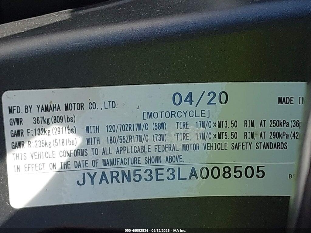 JYARN53E3LA008505 2020 YAMAHA MT09 photo no. 10