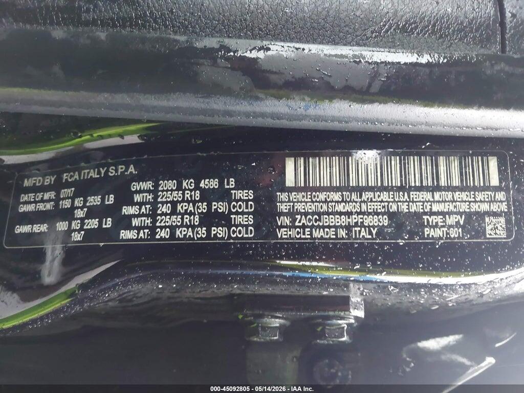 ZACCJBBB8HPF96839 2017 JEEP RENEGADE photo no. 9