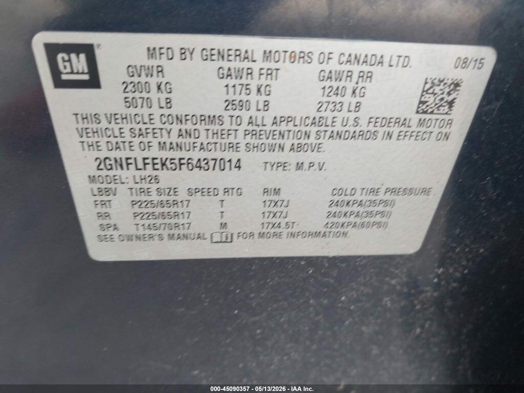 2GNFLFEK5F6437014 2015 CHEVROLET EQUINOX photo no. 9