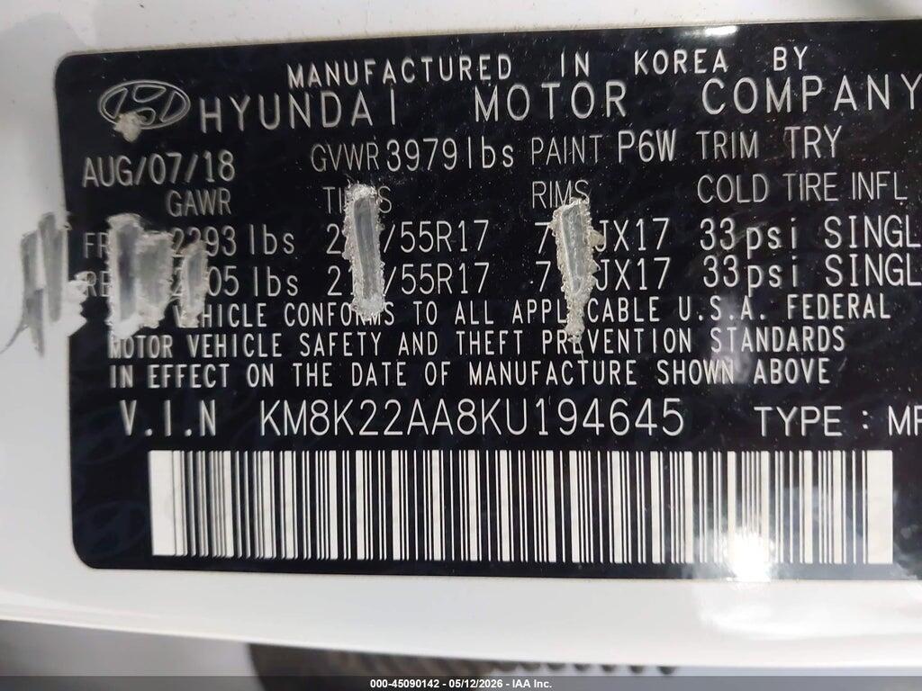 KM8K22AA8KU194645 2019 HYUNDAI KONA photo no. 9