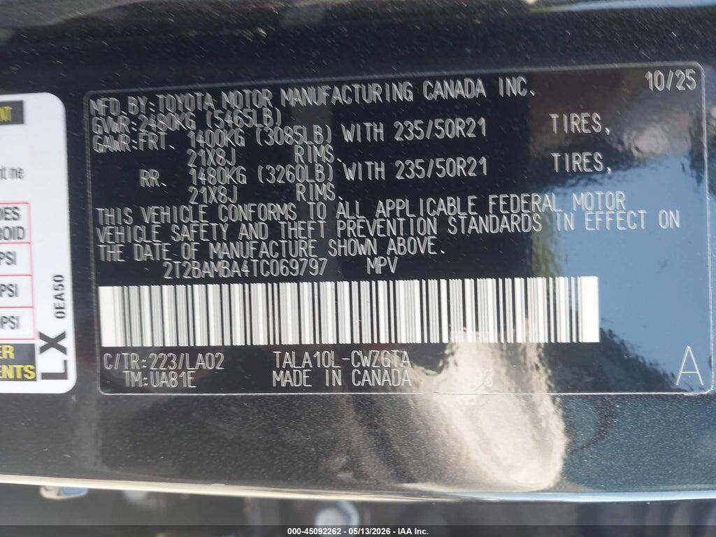 2T2BAMBA4TC069797 2026 LEXUS RX 350 photo no. 9