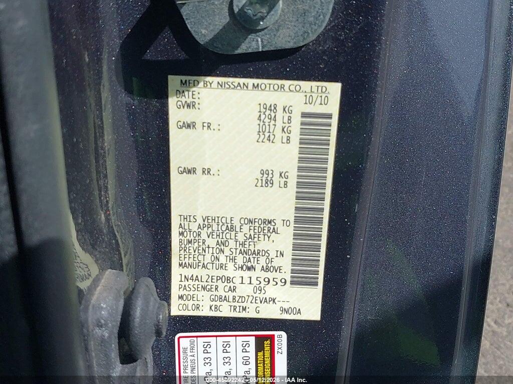 1N4AL2EP0BC115959 2011 NISSAN ALTIMA photo no. 9