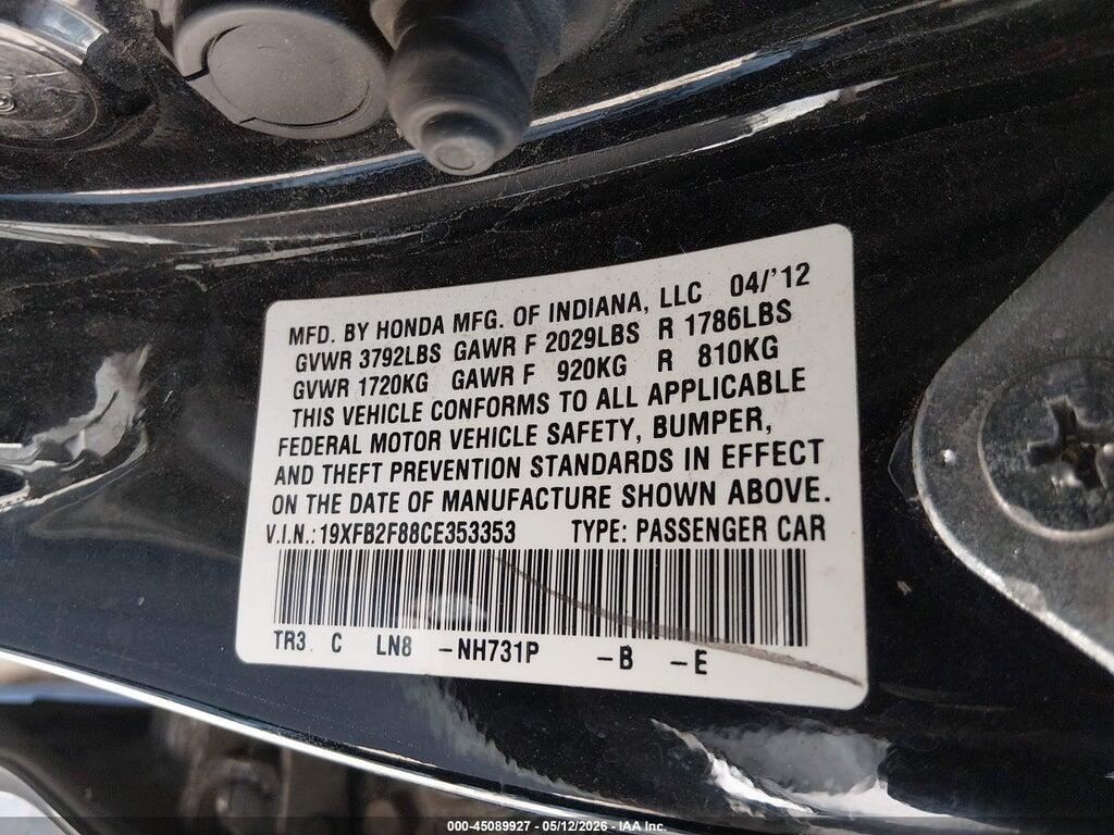 19XFB2F88CE353353 2012 HONDA CIVIC photo no. 9