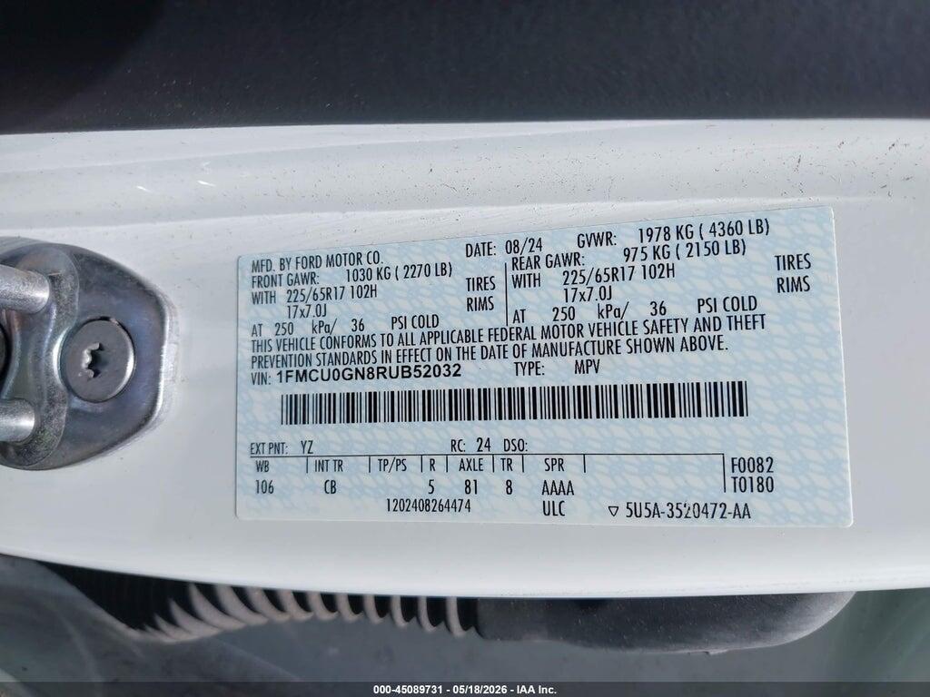 1FMCU0GN8RUB52032 2024 FORD ESCAPE photo no. 9
