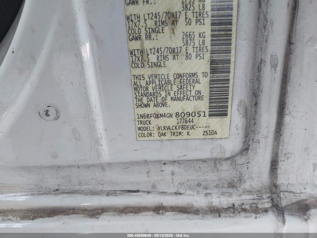 1N6BF0KM4GN809051 2016 NISSAN NV CARGO NV1500 photo no. 9