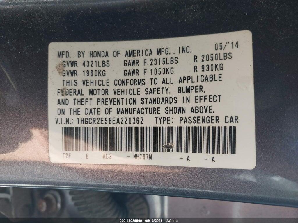 1HGCR2E56EA220362 2014 HONDA ACCORD photo no. 9
