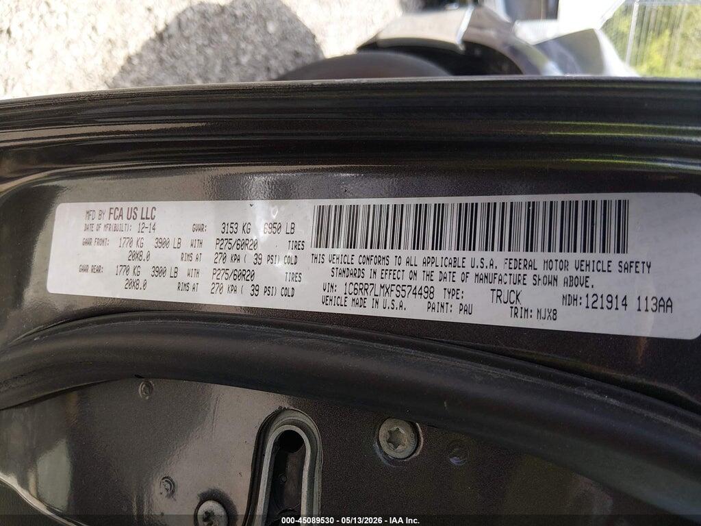 1C6RR7LMXFS574498 2015 RAM 1500 photo no. 9