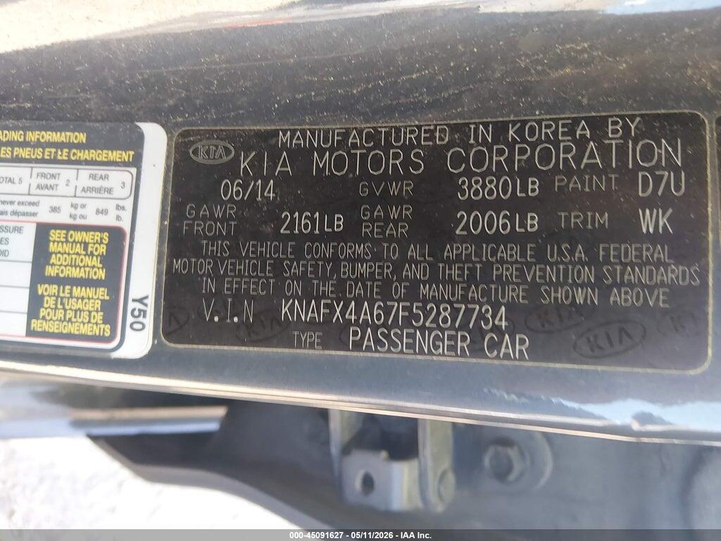 KNAFX4A67F5287734 2015 KIA FORTE photo no. 9