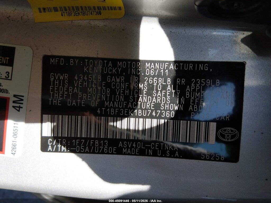 4T1BF3EK1BU747360 2011 TOYOTA CAMRY photo no. 9