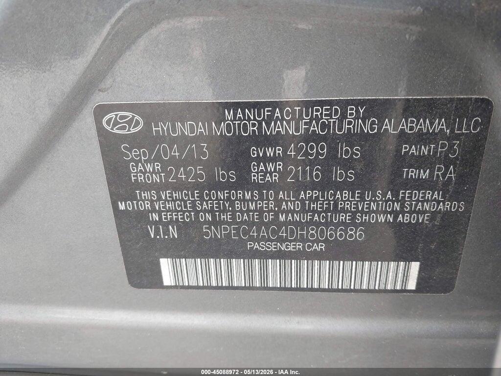 5NPEC4AC4DH806686 2013 HYUNDAI SONATA photo no. 9