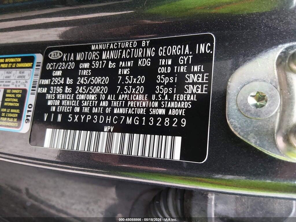 5XYP3DHC7MG132829 2021 KIA TELLURIDE photo no. 9